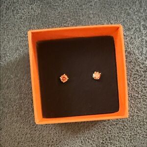 Moissanite Orange Sterling Silver Stud Earrings
